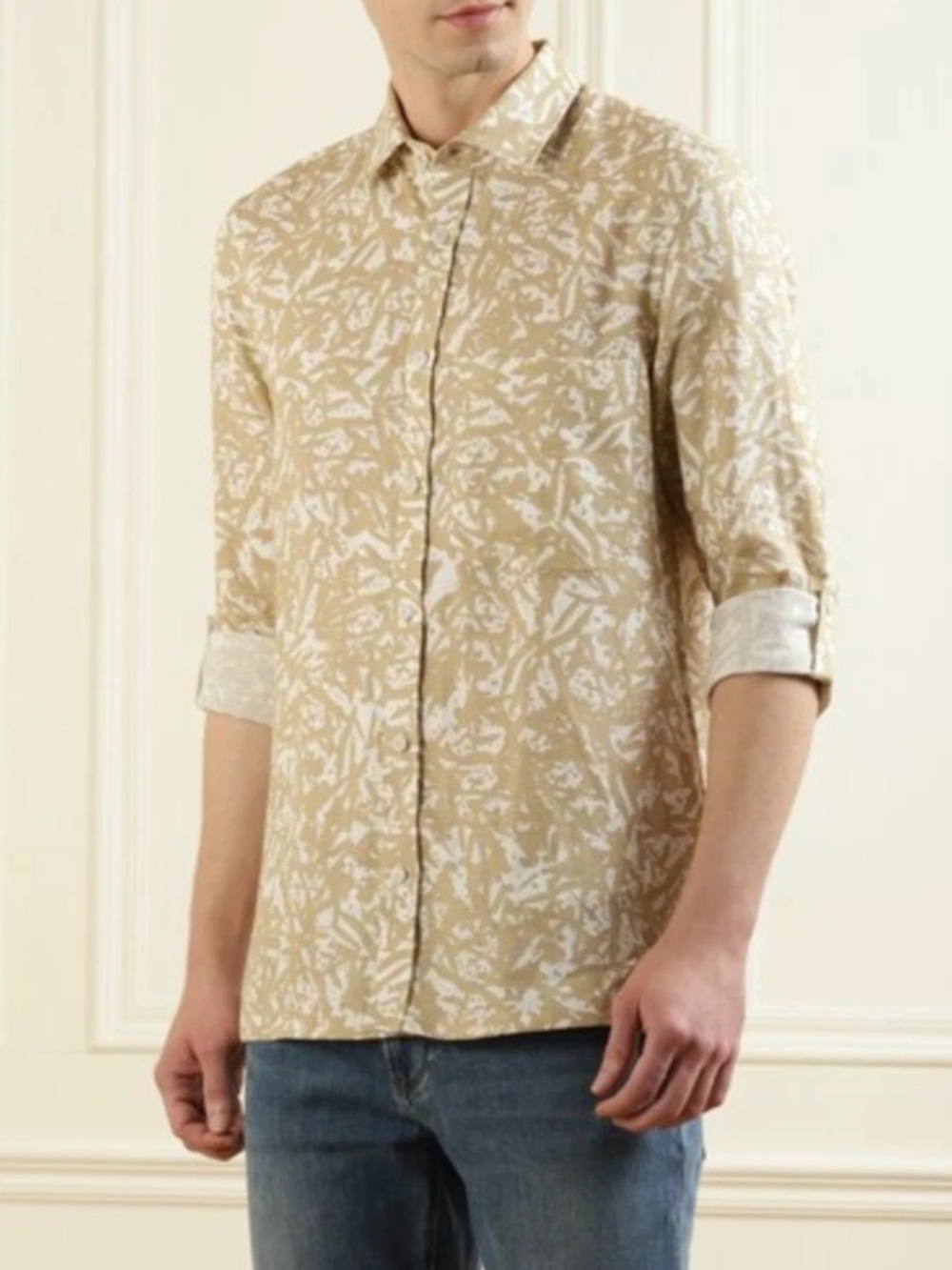 Ted Baker London Svend Ordinary Men's Linen Button Up Shirt Tan Summer Sz XL